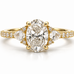 Oval Lab-Grown Diamond Ring with Pear Side Accents