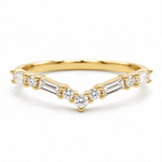 14K Gold Contour Band with Lab-Grown Round & Baguette Diamonds
