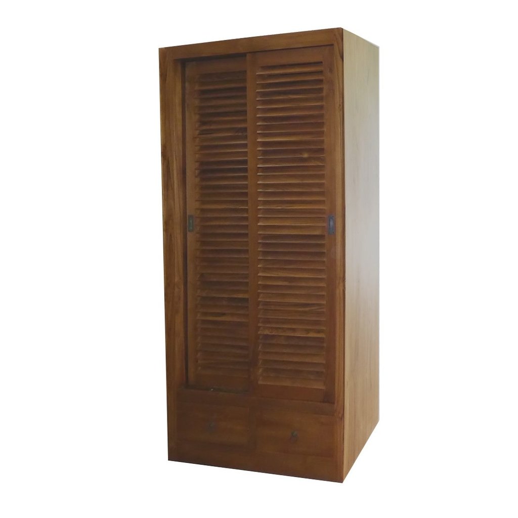 Armoire persiennes 2 portes coulissantes et 2 tiroirs 100x65x200 Cm (W-111)