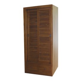 Armoire persiennes 2 portes coulissantes et 2 tiroirs 100x65x200 Cm Naturel (W-111)