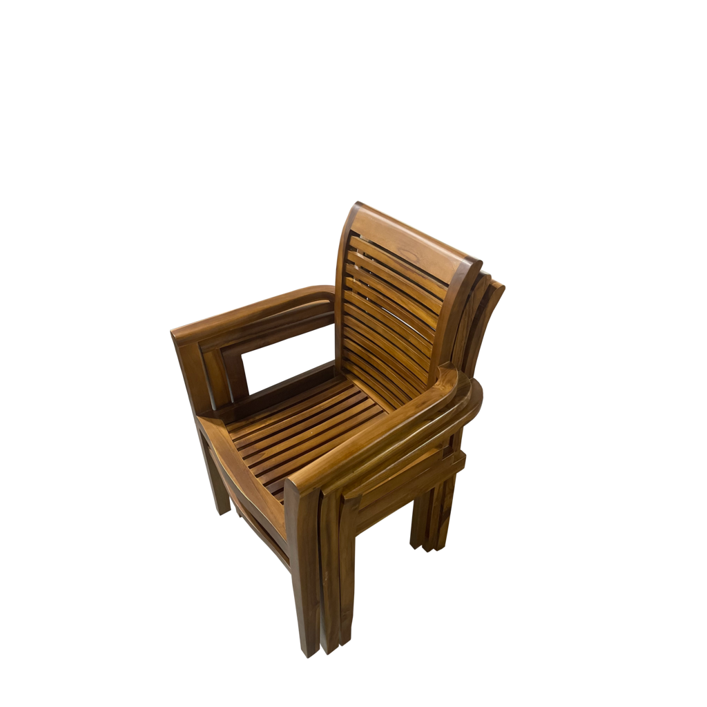 Chaise empilable avec accoudoirs et coussin Naturel (BT-091)