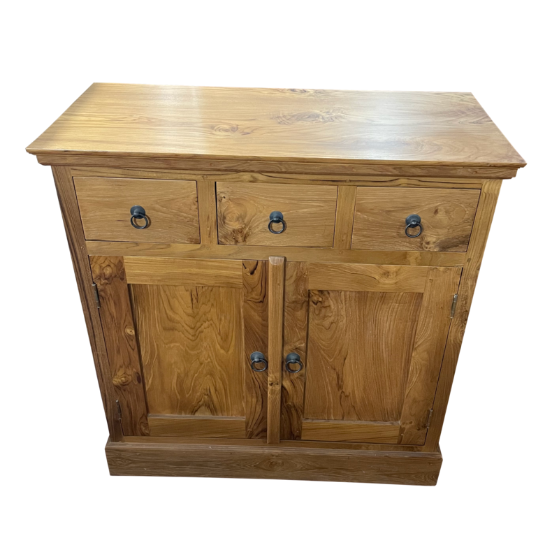 Buffet 2 Portes caillebotis 3 Tiroirs  80x40x80 Cm (BT 1387) Naturel