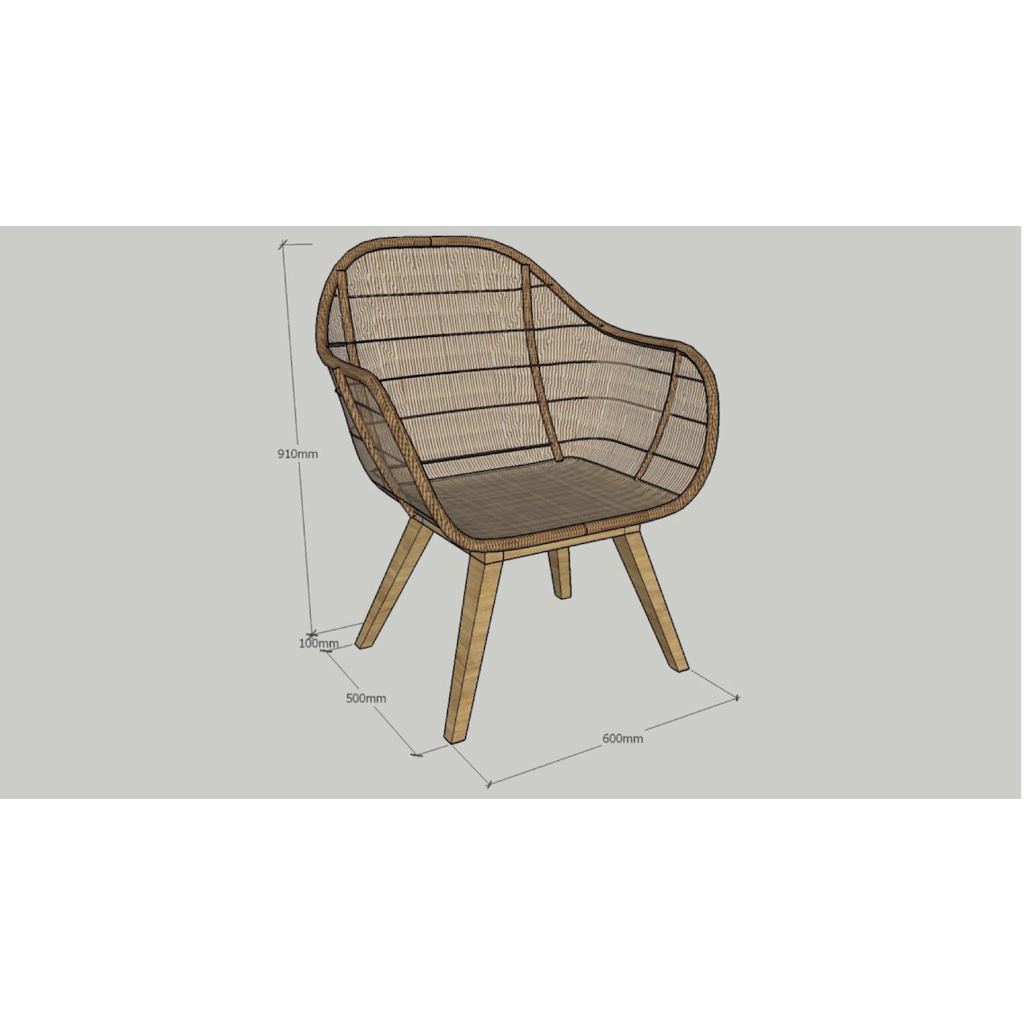 Chaise en rotin naturel avec coussin (BT-619)