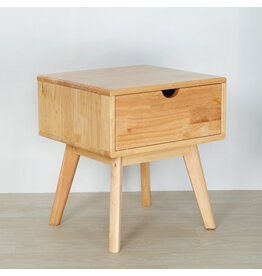 Table de chevet 1 tiroir en hévéa 45x40x50 Cm