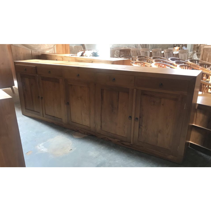 Buffet 5 Portes 5 Tiroirs 250x40x100 Cm Naturel (BT-234)