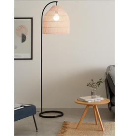 Monarque VARSOVIE - Lampadaire en rotin pied noir 30x160 cm