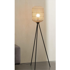 Monarque VARSOVIE - Lampe noir en rotin trépied 30x156 Cm