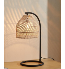 Monarque VARSOVIE - Lampe de bureau en rotin et noir 22x50 cm