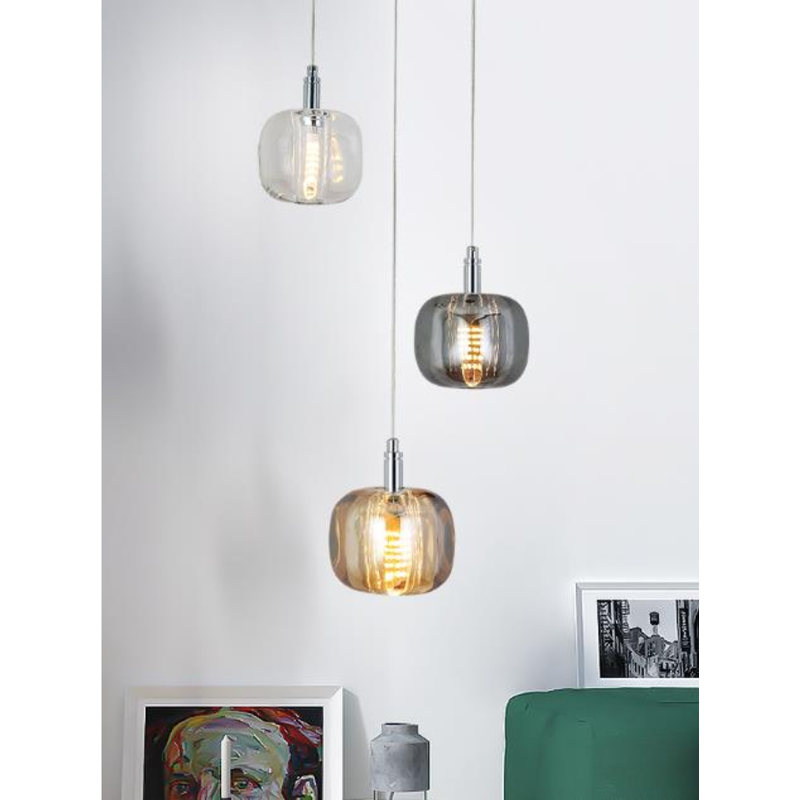 Monarque BIOT - Lustre 3 lampes suspendues en verre  ø30 cm