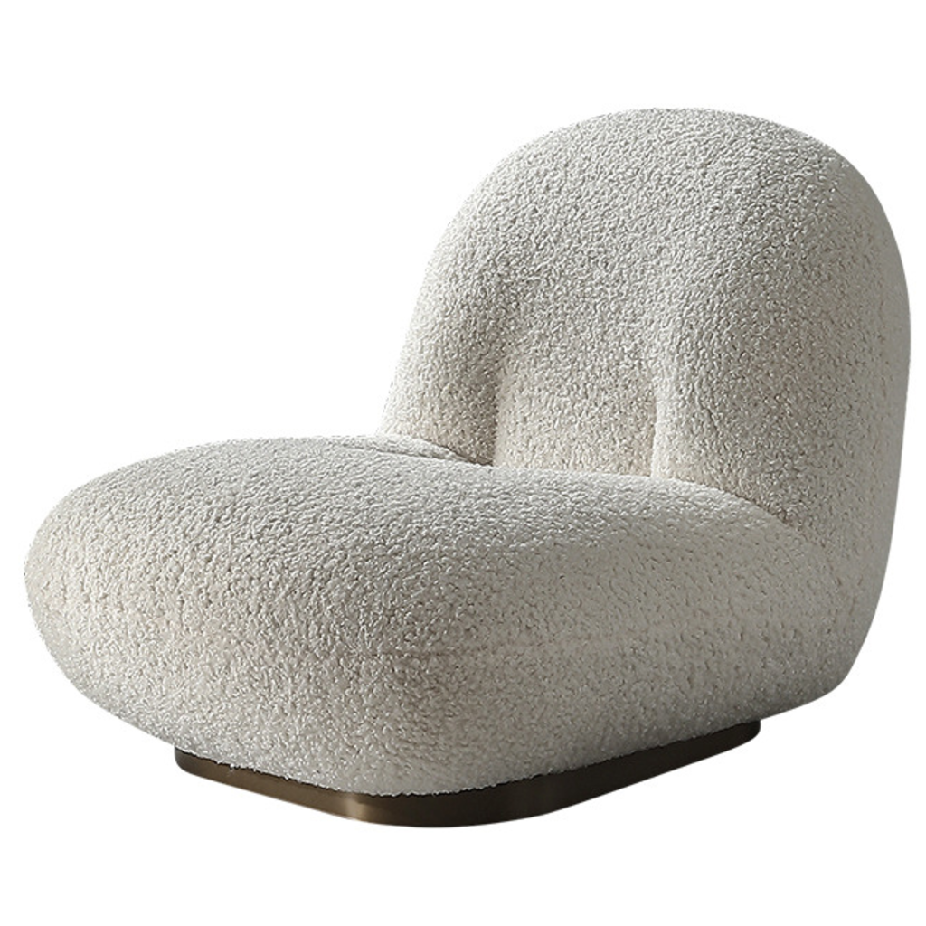 Fauteuil blanc Polaire avec pieds métal or 76x85x68 cm