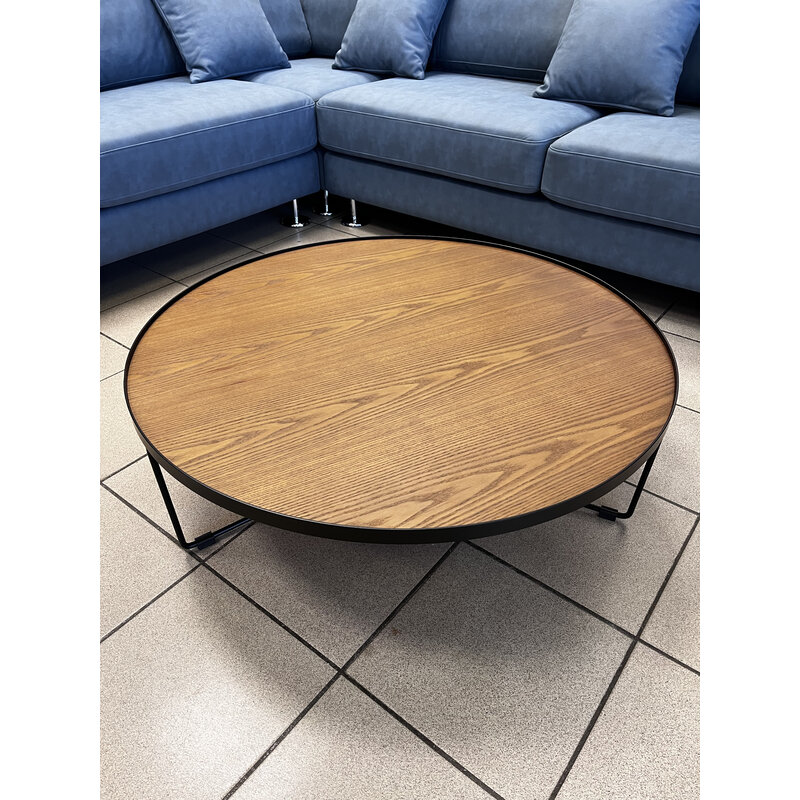 Table basse MDF avec plateau en placage + cadre en fer noir