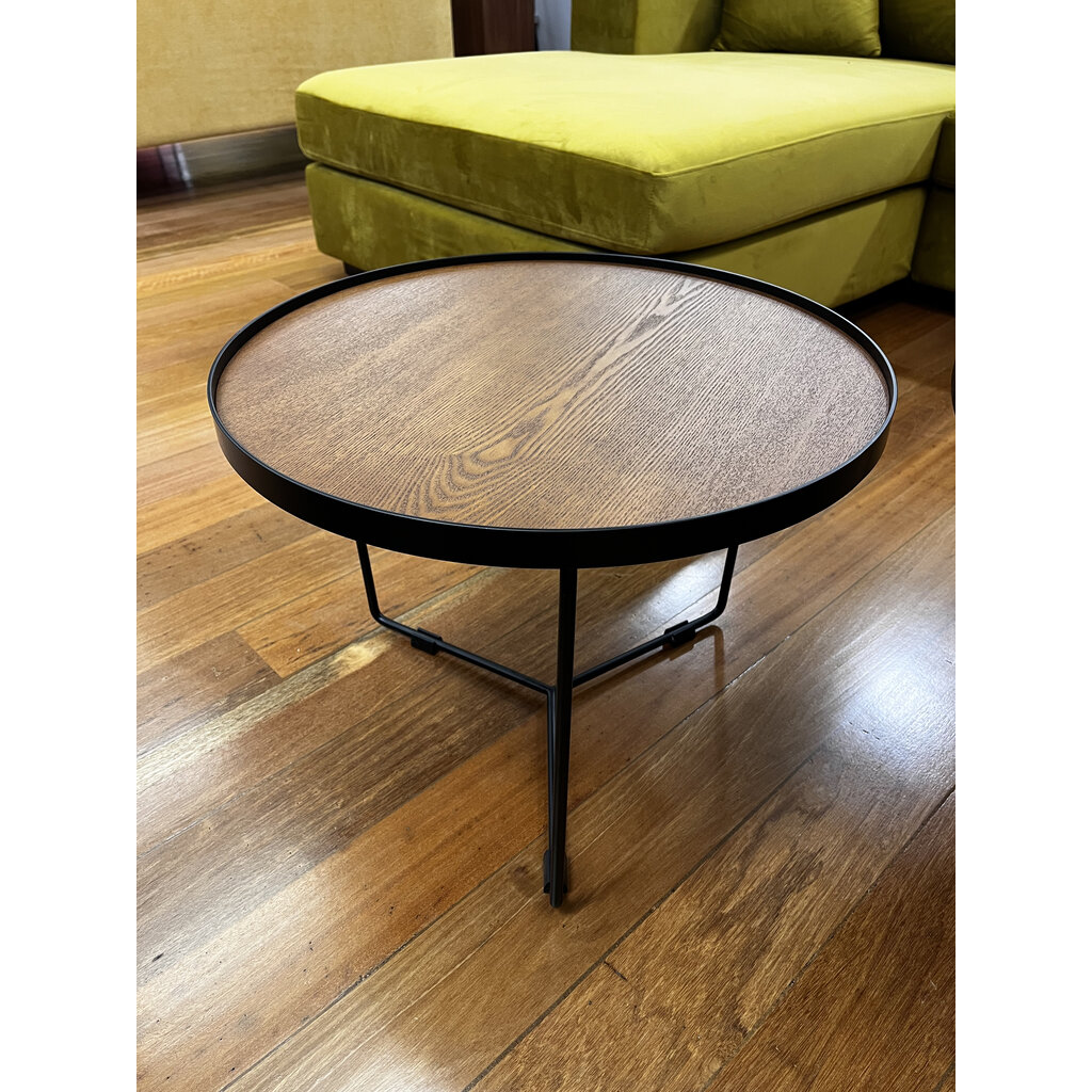 Table basse MDF avec plateau en placage + cadre en fer noir