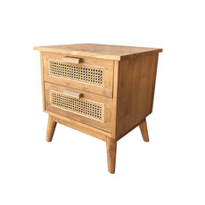 Table de chevet 2 tiroirs avec rotin (BT-325)