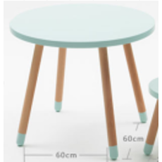 Table ronde pour enfant MDF + Hêtre 60x60x50 Cm Bleu