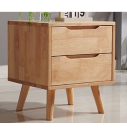 Table de chevet 2 tiroirs en hévéa 45x40x50 Cm