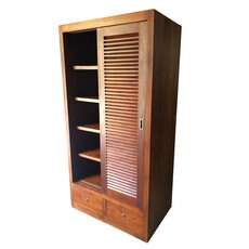 Armoire persiennes 2 portes coulissantes et 2 tiroirs 100x65x200 Cm (W-111)