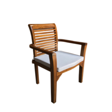 Chaise empilable avec accoudoirs et coussin Naturel (BT-091)