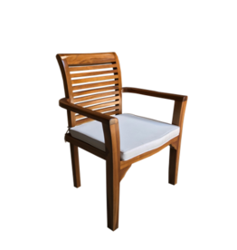 Chaise empilable avec accoudoirs et coussin Naturel (BT-091)