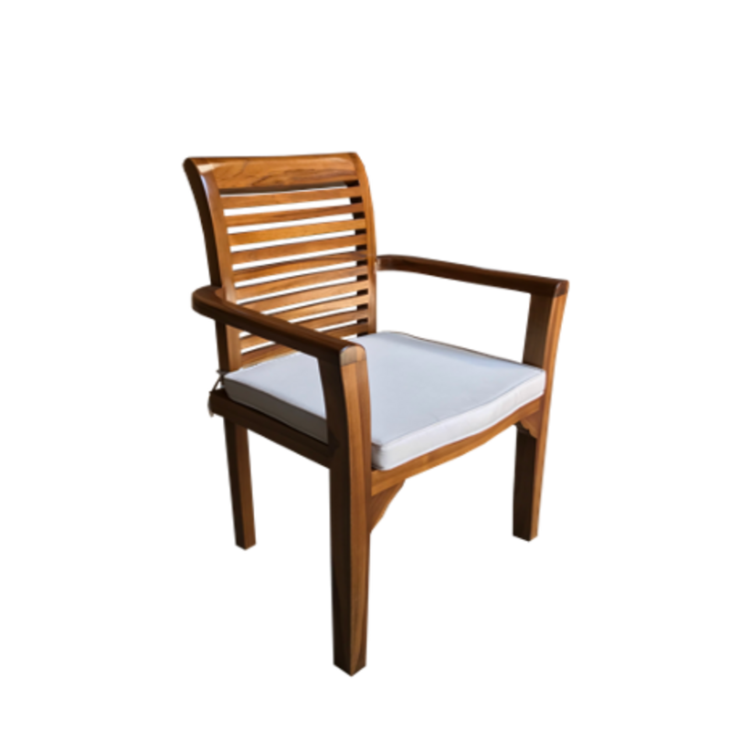 Chaise empilable avec accoudoirs et coussin Naturel (BT-091)