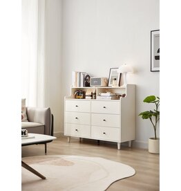 Commode 6 tiroirs 113x41x96 cm Blanc