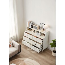 Commode 6 tiroirs 113x41x96 cm Blanc