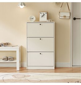 Meuble à chaussure 3 tiroirs 55x19x111 cm Blanc