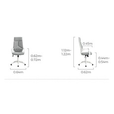 Chaise de bureau réglable en Aluminium Blanc et tissu Gris