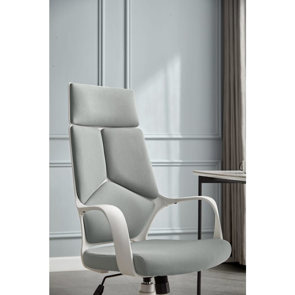 Chaise de bureau réglable en Aluminium Blanc et tissu Gris