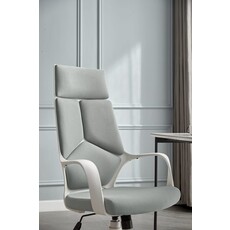 Chaise de bureau réglable en Aluminium Blanc et tissu Gris