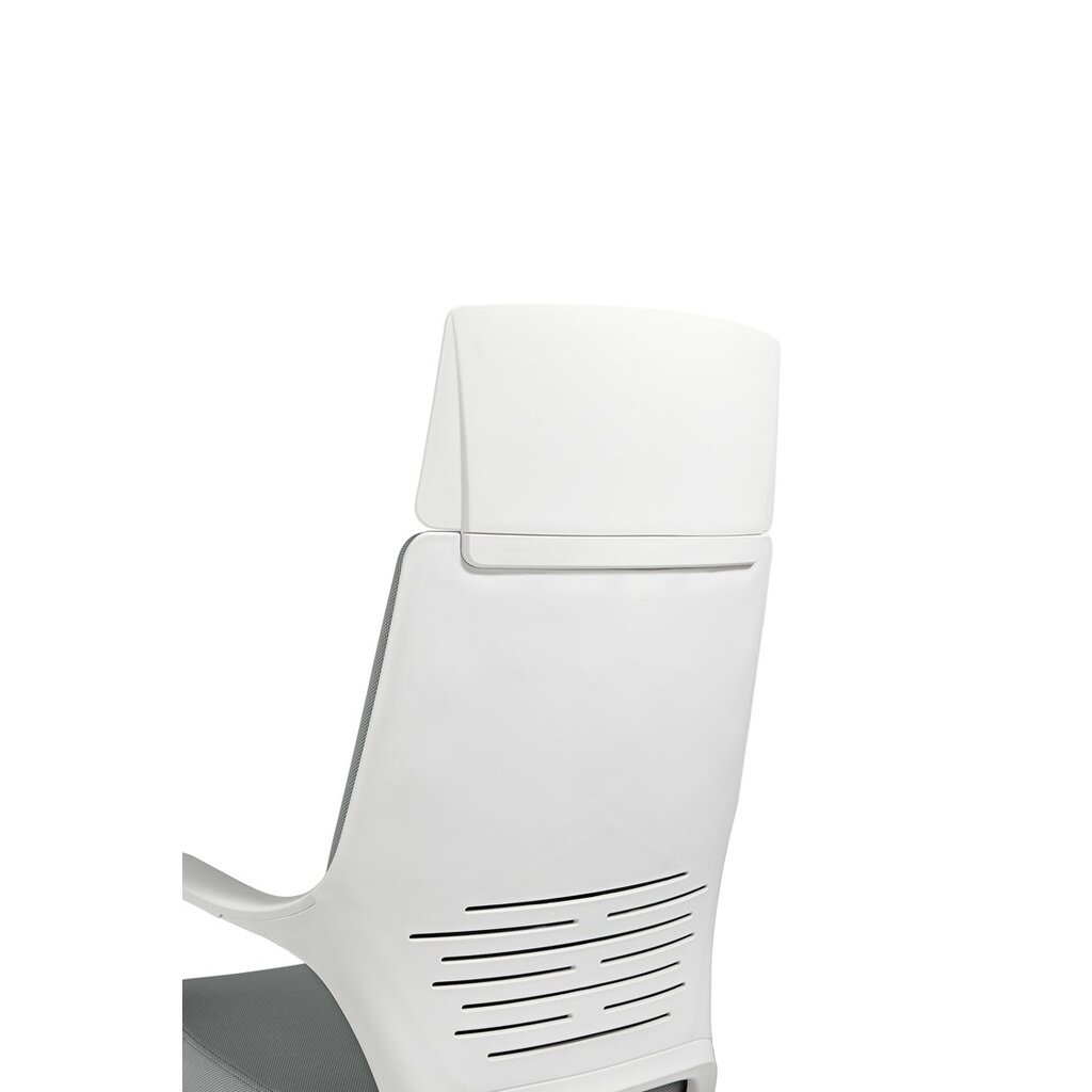 Chaise de bureau réglable en Aluminium Blanc et tissu Gris