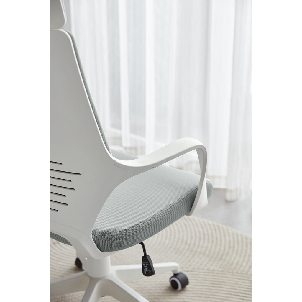 Chaise de bureau réglable en Aluminium Blanc et tissu Gris