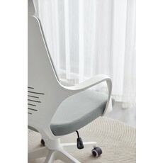Chaise de bureau réglable en Aluminium Blanc et tissu Gris