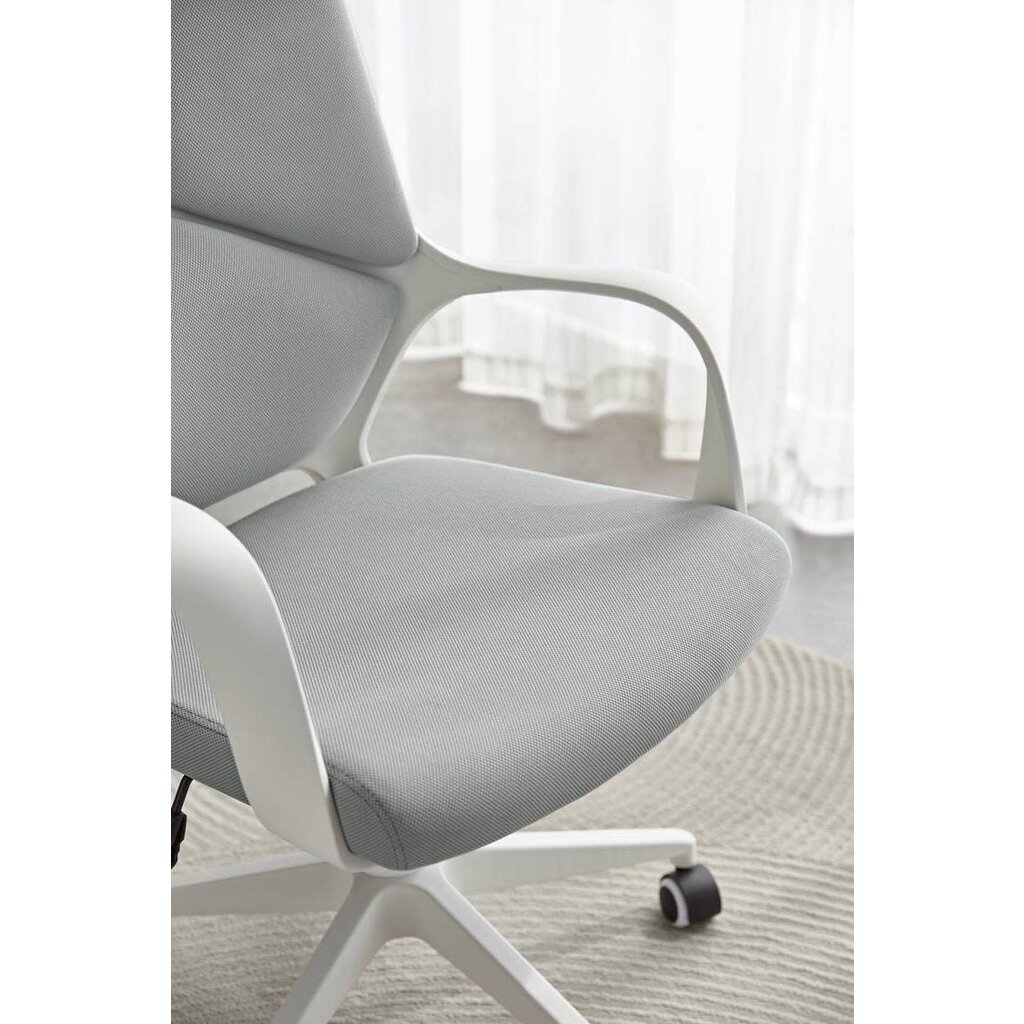Chaise de bureau réglable en Aluminium Blanc et tissu Gris