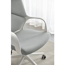Chaise de bureau réglable en Aluminium Blanc et tissu Gris