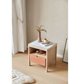 Table de chevet en Hévéa & céramique 45x38x48 cm