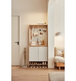 Meuble à chaussure 2 portes 80x35x180 cm Bois + gris clair