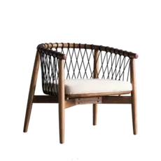 Romana - Fauteuil en teck et cordes avec coussin 62x60x80 cm