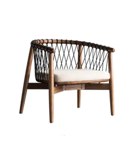 Romana - Fauteuil en teck et cordes avec coussin 62x60x80 cm