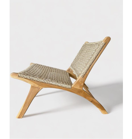 Canggu - Lounge Chair en teck et rotin synthétique café 65x65x74 cm