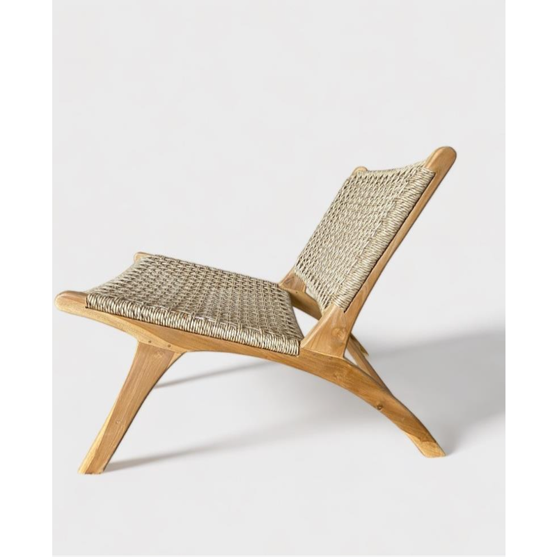 Canggu - Lounge Chair en teck et rotin synthétique café 65x65x74 cm