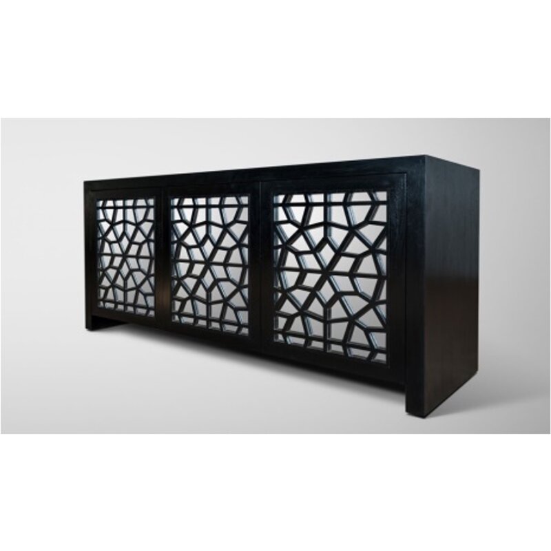 Buffet Maroko 3 portes 150x45x75 cm Noir