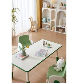 Table pour enfant 100x60x44-54 cm Blanc vert - Hauteur ajustable de 10 cm