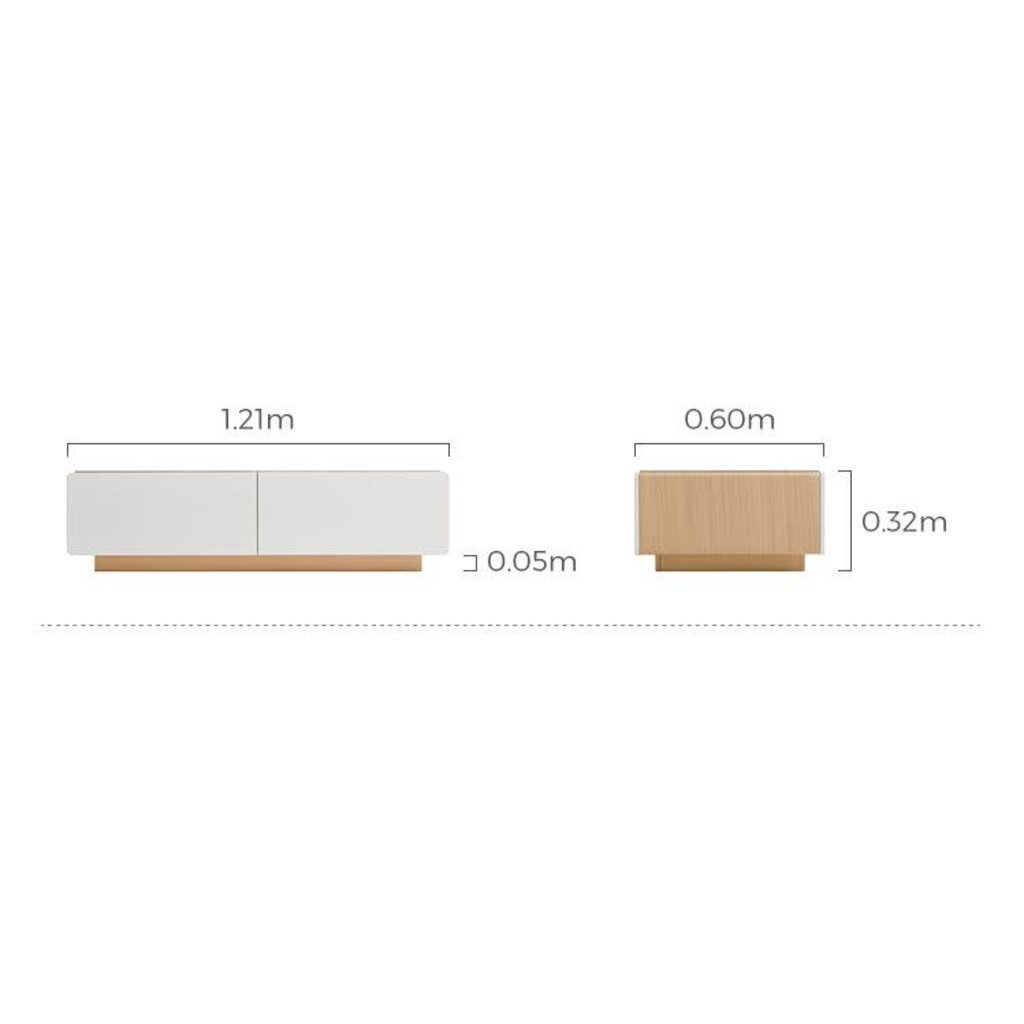 Table basse 4 tiroirs et plateau en céramique 121x60x32 cm Couleur : Noisette + Blanc