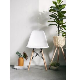 Chaise en résine Blanc et pieds en bois de hêtre