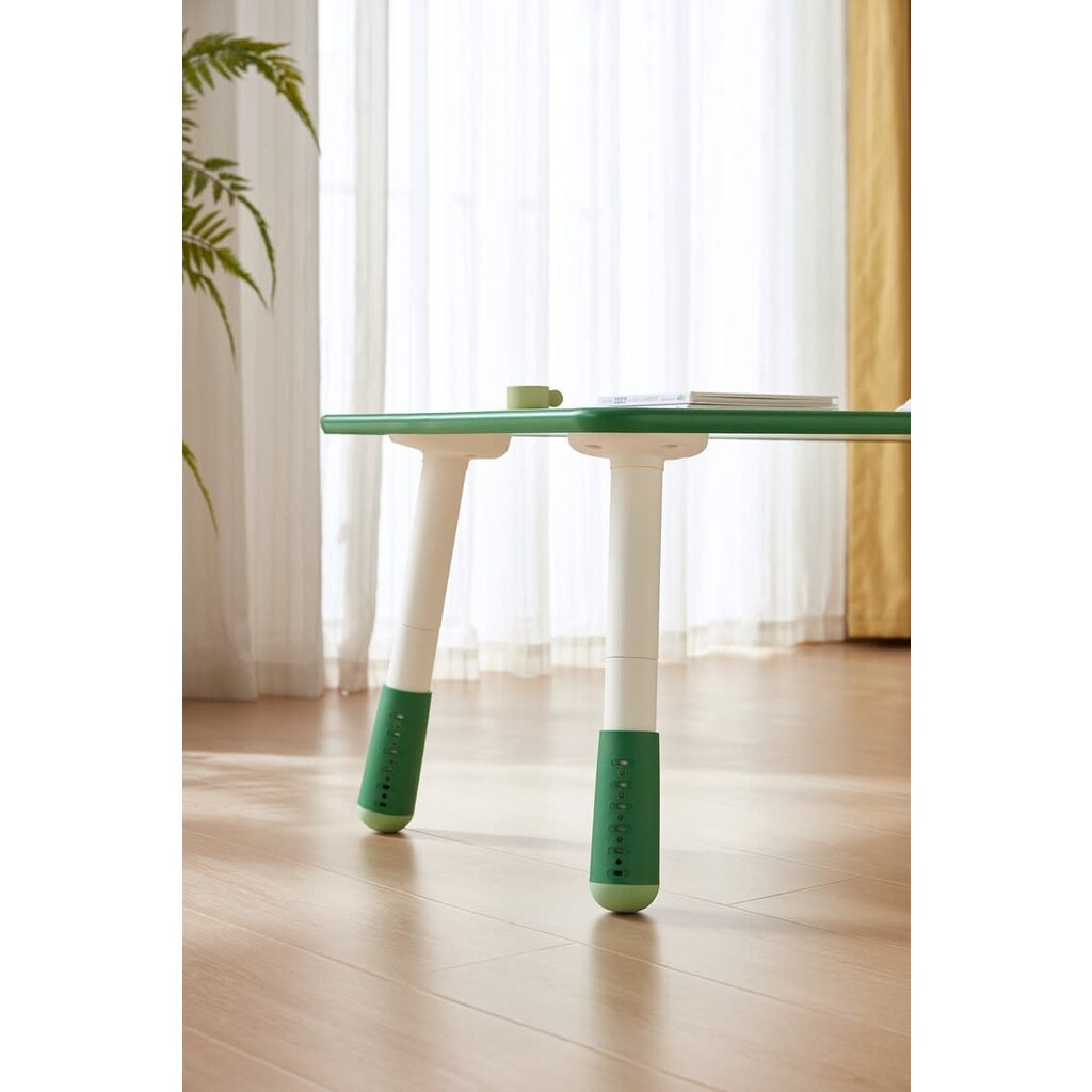 Table pour enfant 100x60x44-54 cm Blanc vert - Hauteur ajustable de 10 cm