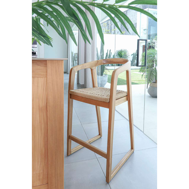 OLIVIA - Chaise de bar en teck assise 68cm