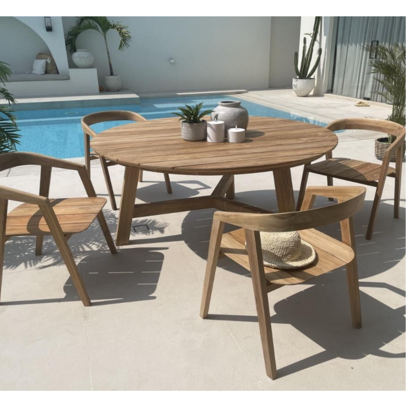 Chaise de table Junia en Teck Premium Brut