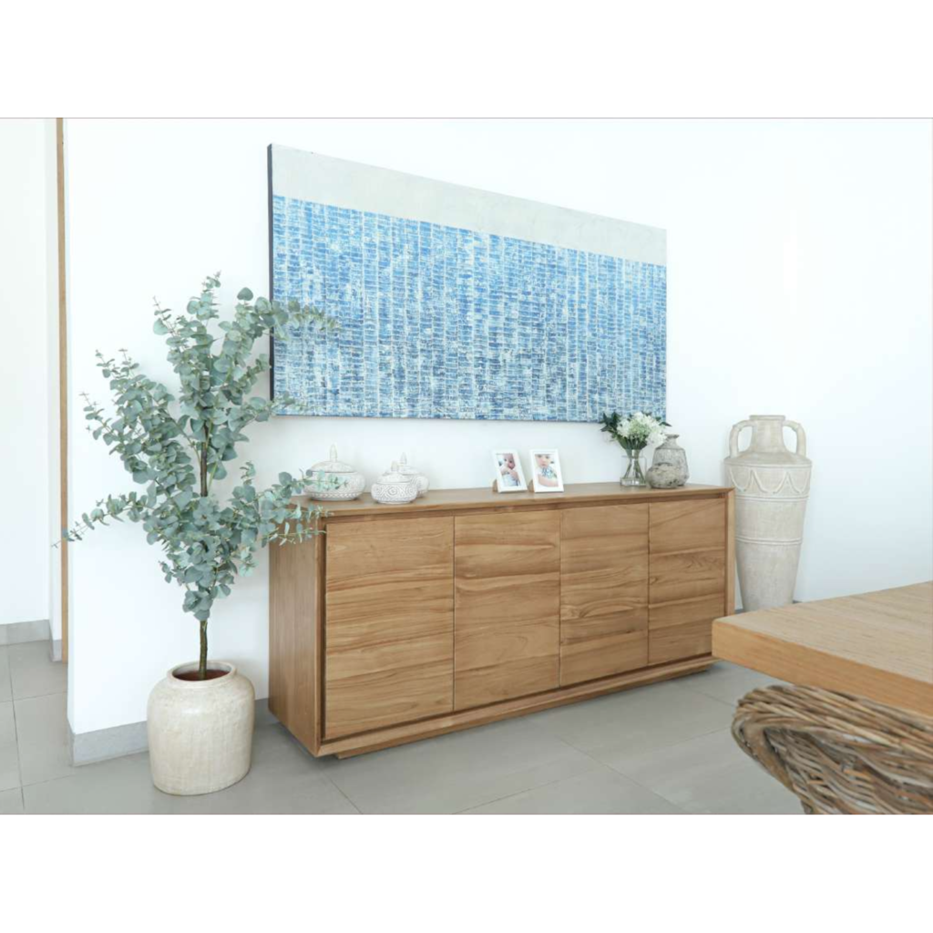 Buffet Oliver en Teck 4 portes 200x45x85 cm