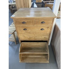 Meuble à chaussures en teck 2 tiroirs 2 portes 80x35x110 cm