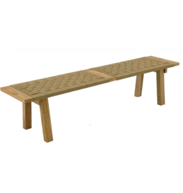 Banc avec cordes en Teck Premium brut 180x40x45 cm